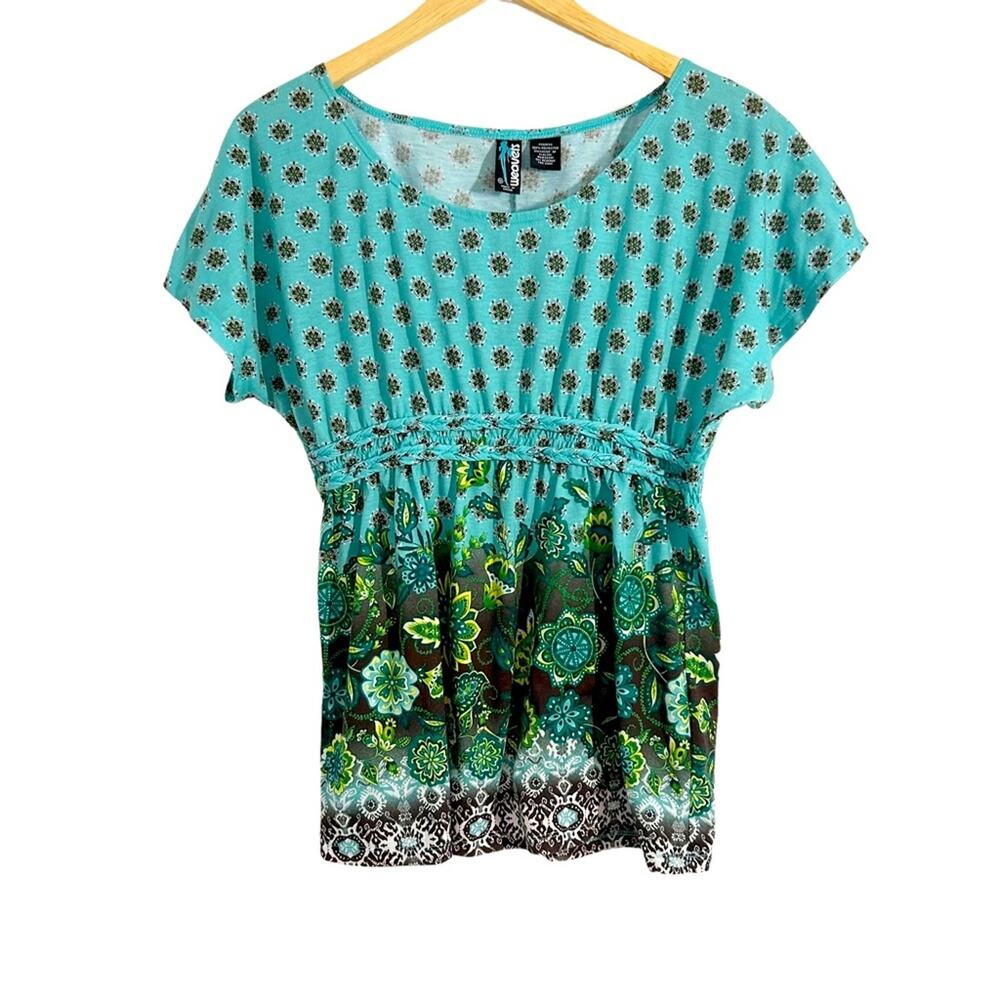 Weavers Multicolor Floral Mixed Print Boho Top, Size Medium